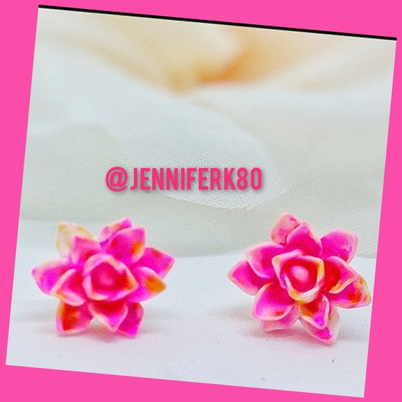 Tie Dye Rose Stud Earrings